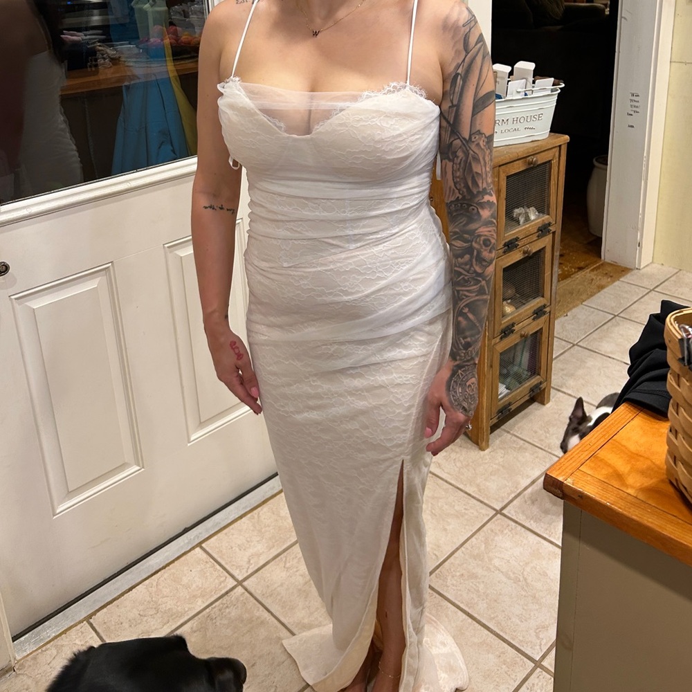 Windsor Kristiana Lace Gown with Spaghetti Straps